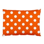 Polka Dots - White on Safety Orange Pillow Case (One Side)