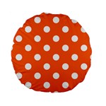 Polka Dots - White on Safety Orange Standard 15  Premium Round Cushion