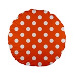 Polka Dots - White on Safety Orange Standard 15  Premium Flano Round Cushion