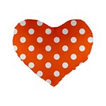 Polka Dots - White on Safety Orange Standard 16  Premium Heart Shape Cushion