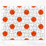 Polka Dots - Tangelo Orange on White Jigsaw Puzzle (Rectangular)