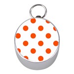 Polka Dots - Tangelo Orange on White Silver Compass (Mini)