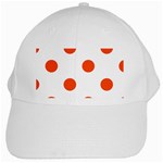 Polka Dots - Tangelo Orange on White White Cap