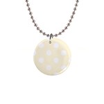 Polka Dots - White on Cornsilk Yellow 1  Button Necklace