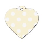 Polka Dots - White on Cornsilk Yellow Dog Tag Heart (One Side)