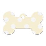 Polka Dots - White on Cornsilk Yellow Dog Tag Bone (One Side)