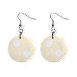 Polka Dots - White on Cornsilk Yellow 1  Button Earrings