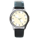 Polka Dots - White on Cornsilk Yellow Round Metal Watch