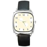 Polka Dots - White on Cornsilk Yellow Square Metal Watch