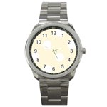 Polka Dots - White on Cornsilk Yellow Sport Metal Watch