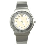 Polka Dots - White on Cornsilk Yellow Stainless Steel Watch