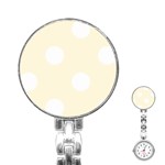 Polka Dots - White on Cornsilk Yellow Stainless Steel Nurses Watch