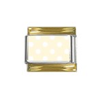 Polka Dots - White on Cornsilk Yellow Gold Trim Italian Charm (9mm)