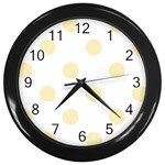 Polka Dots - Blond Yellow on White Wall Clock (Black)