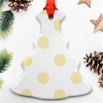 Polka Dots - Blond Yellow on White Christmas Tree Ornament (Two Sides)