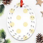 Polka Dots - Blond Yellow on White Oval Filigree Ornament (Two Sides)