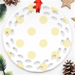 Polka Dots - Blond Yellow on White Round Filigree Ornament (Two Sides)