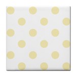 Polka Dots - Blond Yellow on White Tile Coaster