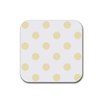 Polka Dots - Blond Yellow on White Rubber Coaster (Square)