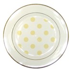 Polka Dots - Blond Yellow on White Porcelain Plate