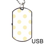 Polka Dots - Blond Yellow on White Dog Tag USB Flash (One Side)