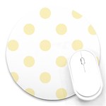 Polka Dots - Blond Yellow on White Round Mousepad