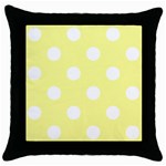 Polka Dots - White on Pastel Yellow Throw Pillow Case (Black)