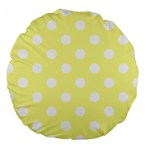 Polka Dots - White on Pastel Yellow Large 18  Premium Round Cushion