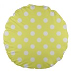 Polka Dots - White on Pastel Yellow Large 18  Premium Flano Round Cushion