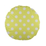 Polka Dots - White on Pastel Yellow Standard 15  Premium Round Cushion