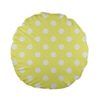 Polka Dots - White on Pastel Yellow Standard 15  Premium Flano Round Cushion