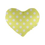 Polka Dots - White on Pastel Yellow Standard 16  Premium Flano Heart Shape Cushion