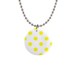 Polka Dots - Yellow on White 1  Button Necklace