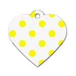 Polka Dots - Yellow on White Dog Tag Heart (One Side)