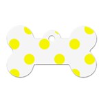 Polka Dots - Yellow on White Dog Tag Bone (One Side)