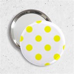 Polka Dots - Yellow on White 2.25  Handbag Mirror