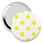 Polka Dots - Yellow on White 3  Handbag Mirror