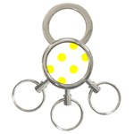 Polka Dots - Yellow on White 3-Ring Key Chain