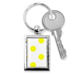 Polka Dots - Yellow on White Key Chain (Rectangle)