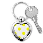 Polka Dots - Yellow on White Key Chain (Heart)