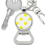 Polka Dots - Yellow on White Bottle Opener Key Chain