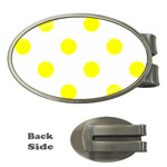 Polka Dots - Yellow on White Money Clip (Oval)