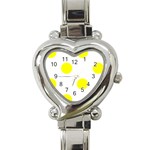 Polka Dots - Yellow on White Heart Italian Charm Watch