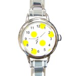 Polka Dots - Yellow on White Round Italian Charm Watch