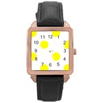 Polka Dots - Yellow on White Rose Gold Leather Watch