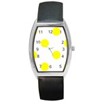 Polka Dots - Yellow on White Barrel Style Metal Watch