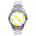 Polka Dots - Yellow on White Stainless Steel Analogue Watch