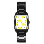 Polka Dots - Yellow on White Stainless Steel Barrel Watch