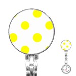 Polka Dots - Yellow on White Stainless Steel Nurses Watch