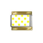 Polka Dots - Yellow on White Gold Trim Italian Charm (9mm)